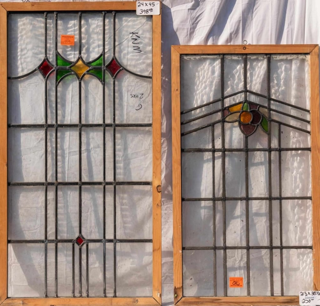 TWO CONTINENTAL STAINED GLASS PANELS (1 of 5)