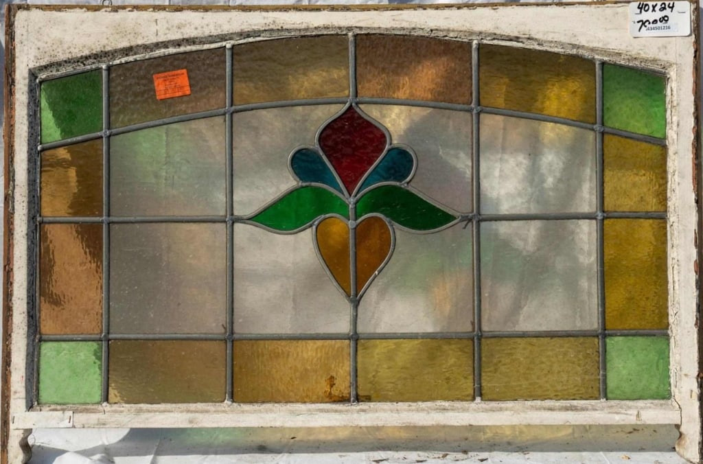 ANTIQUE CONTINENTAL STAINED GLASS PANEL (1 of 4)