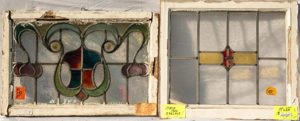 TWO CONTINENTAL STAINED GLASS PANELS (1 of 4)