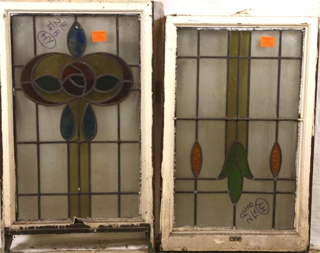 TWO ANTIQUE CONTINENTAL STAINED GLASS PANELS (1 of 3)