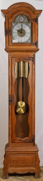 FRENCH OAK GRANDFATHER CLOCK (1 of 4)