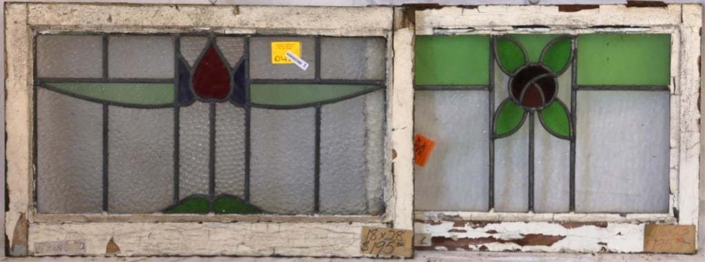 TWO CONTINENTAL STAINED GLASS PANELS (1 of 3)