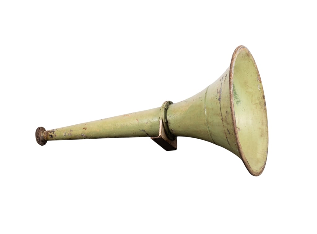 20TH C. ITALIAN NAUTICAL LOUDHAILER: Italian, 20th century. Nautical loudhailer. Approximate dimensions: l. 66", dia. 34" Disclaimer: Participating bidders must have a credit card on file with LiveAuctioneers in order for their bidding