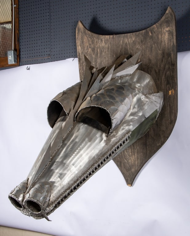 LARGE HAND-FORGED METAL DRAGON MOUNT - 5