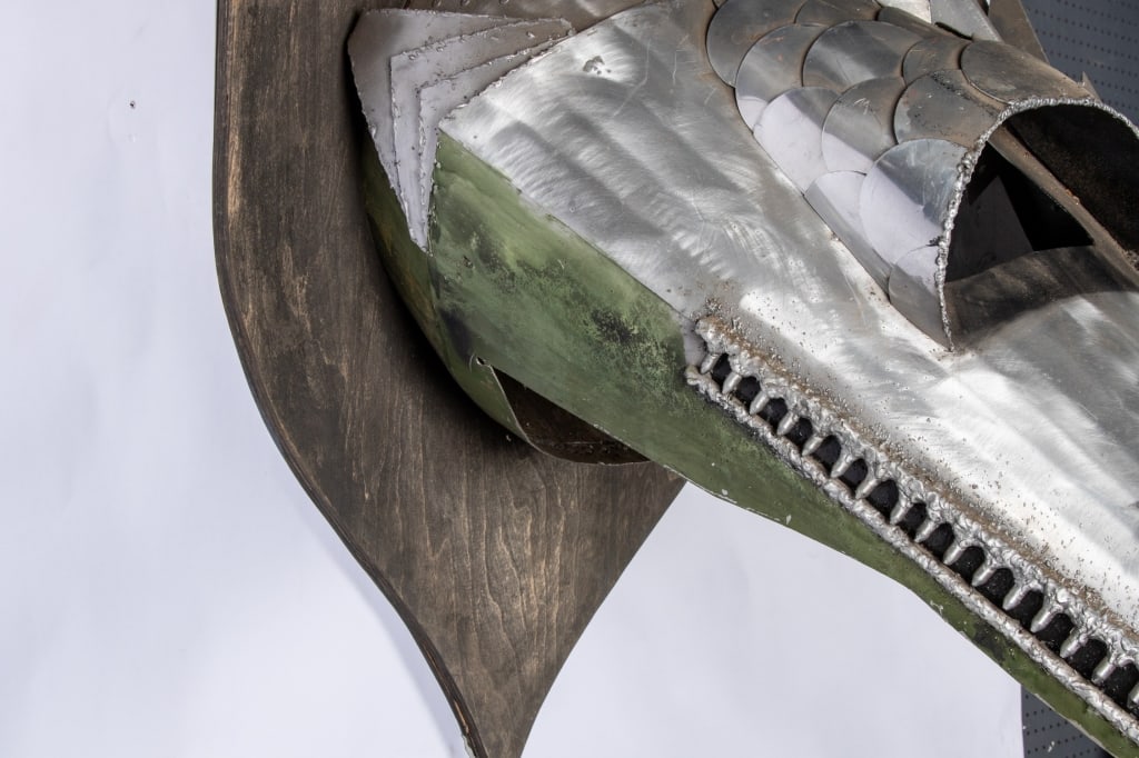 LARGE HAND-FORGED METAL DRAGON MOUNT - 7
