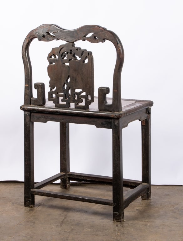 CHINESE LATE QING DYNASTY MARBLE INSET CHAIR - 5