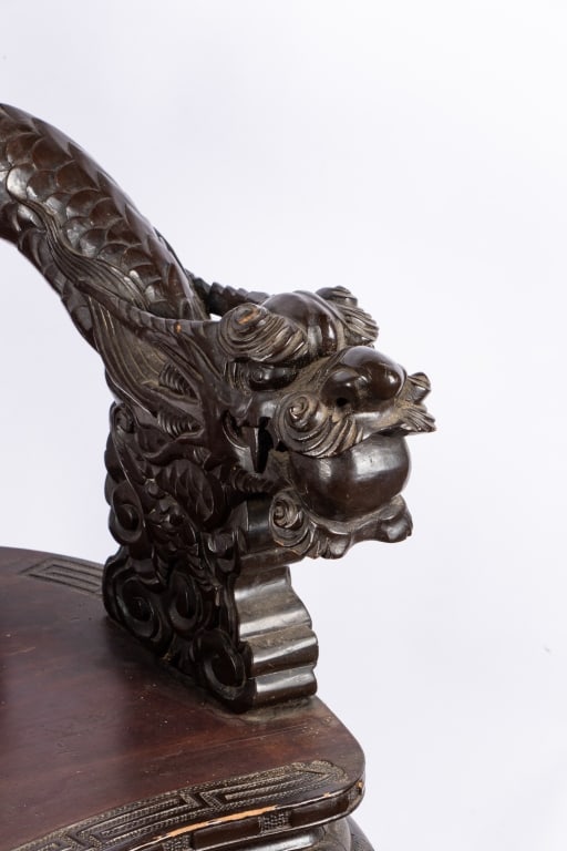 PAIR OF CHINESE HAND-CARVED ARMCHAIRS - 6