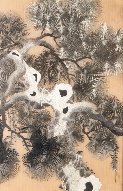 PAIR OF JAPANESE EMBROIDERED PANELS - 2
