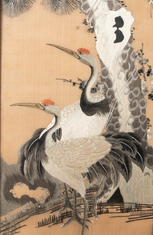 PAIR OF JAPANESE EMBROIDERED PANELS - 3