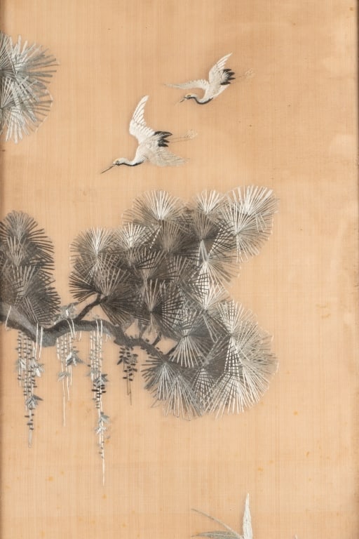 PAIR OF JAPANESE EMBROIDERED PANELS - 5