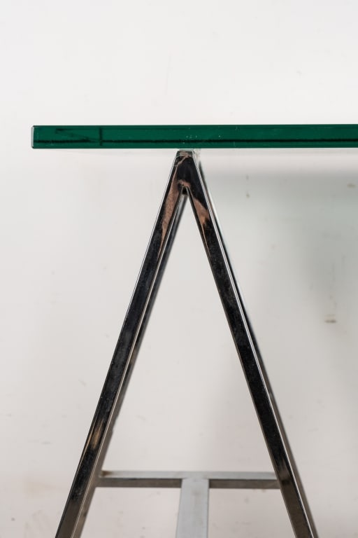 VINTAGE CHROME & GLASS TABLE - 3