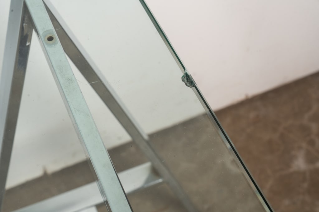 VINTAGE CHROME & GLASS TABLE - 6