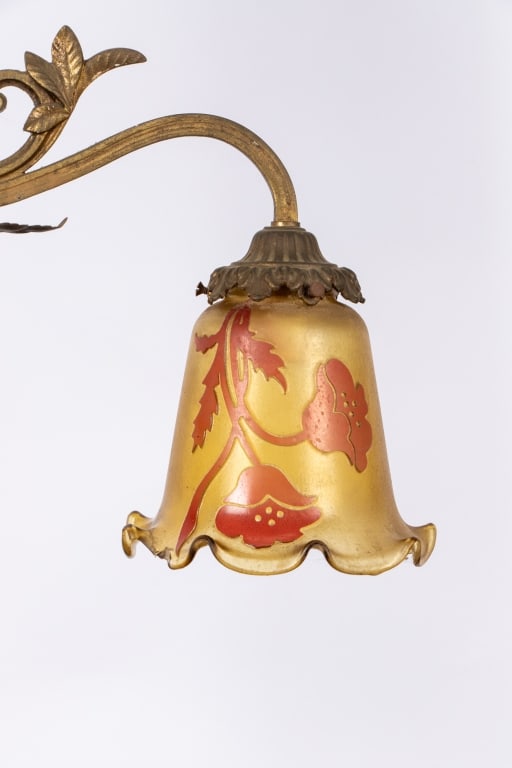 FRENCH ART NOUVEAU STYLE BRASS CHANDELIER - 5