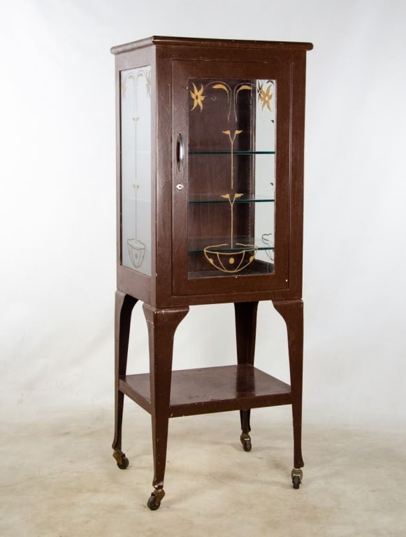 VINTAGE HAND-PAINTED MEDICAL DISPLAY CABINET - 4