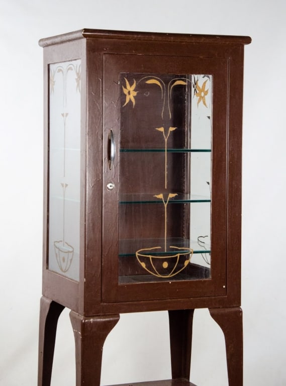 VINTAGE HAND-PAINTED MEDICAL DISPLAY CABINET - 5
