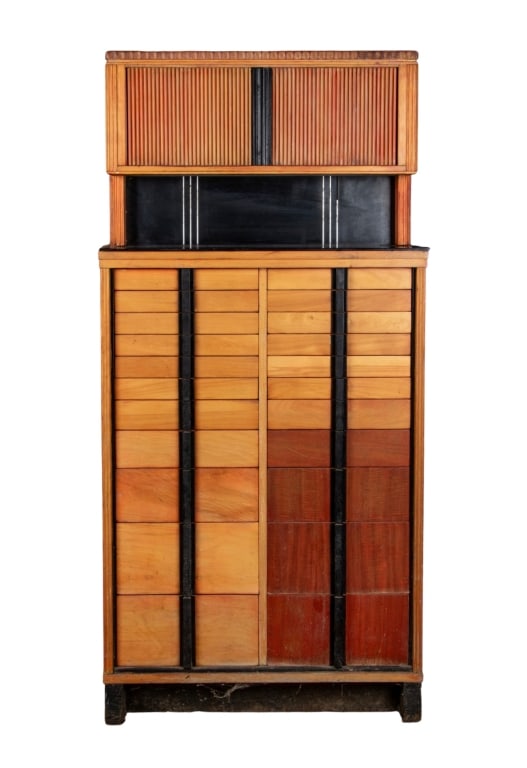 EARLY 20TH CENTURY ART DECO DENTAL CABINET: Early 20th century. Art Deco dental cabinet with 22 drawers. Approximate dimensions: h. 62.25", w. 30", d. 12.5" Disclaimer: Participating bidders must have a credit card on file with LiveAuctioneers