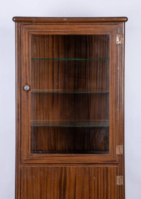 VINTAGE GLASS FRONT MEDICAL CABINET - 5