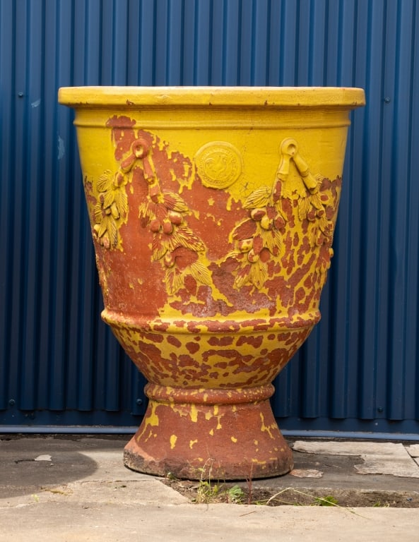 TWO VINTAGE FRENCH TERRACOTTA PLANTERS - 3