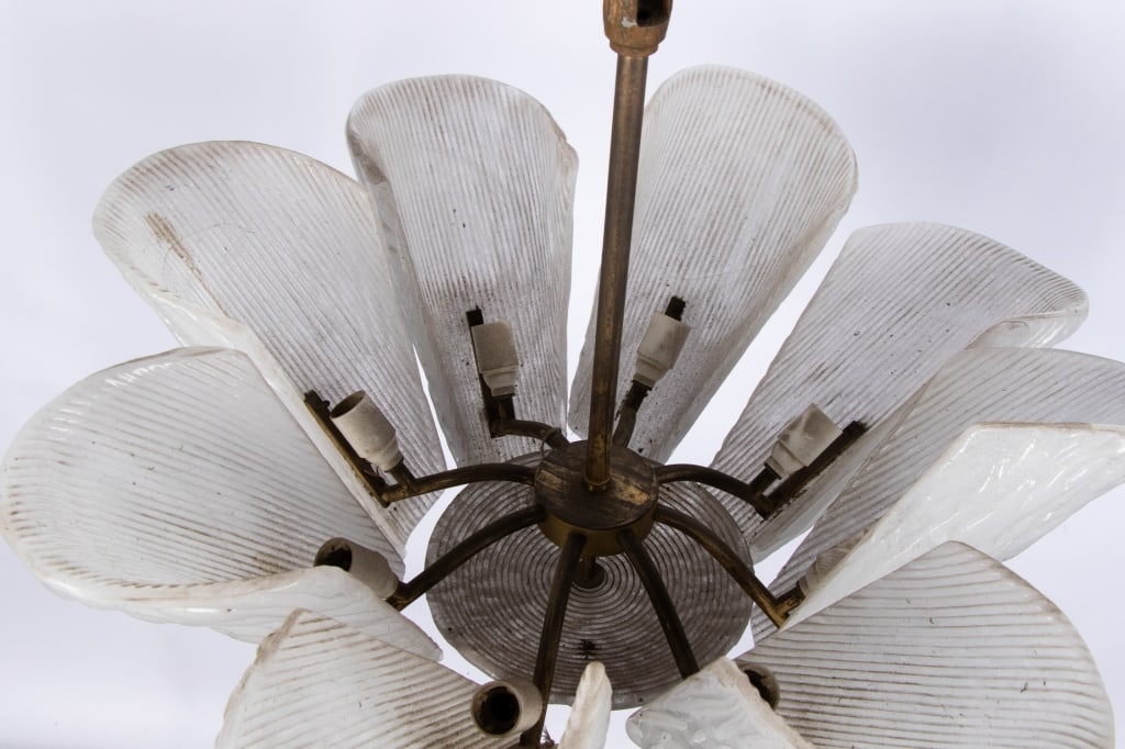 MID-CENTURY J. T. KALMAR STYLE GLASS CHANDELIER - 7