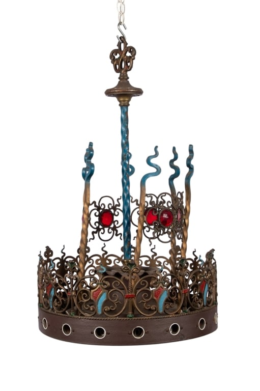 20TH CENTURY BOHEMIAN STYLE CHANDELIER: 20th century Bohemian style chandelier. Approximate dimensions: h. 50", dia. 21" Disclaimer: Participating bidders must have a credit card on file with LiveAuctioneers in order for their bidding