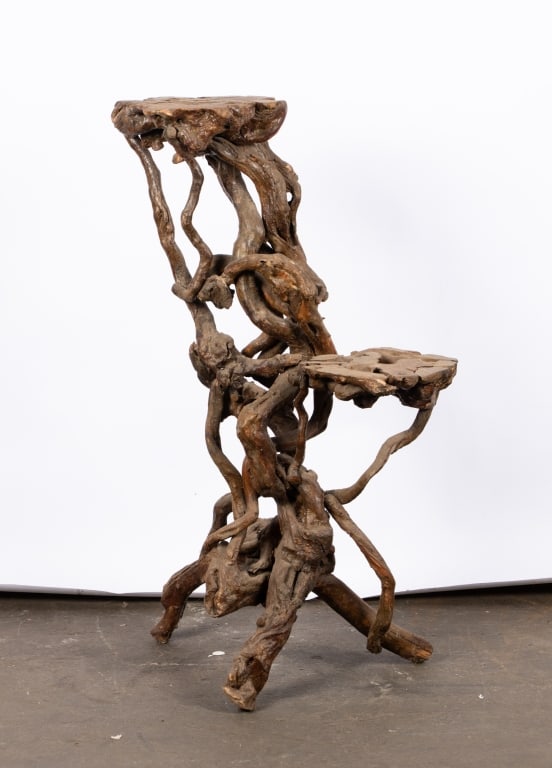 VINTAGE DRIFTWOOD PLANT STAND - 2