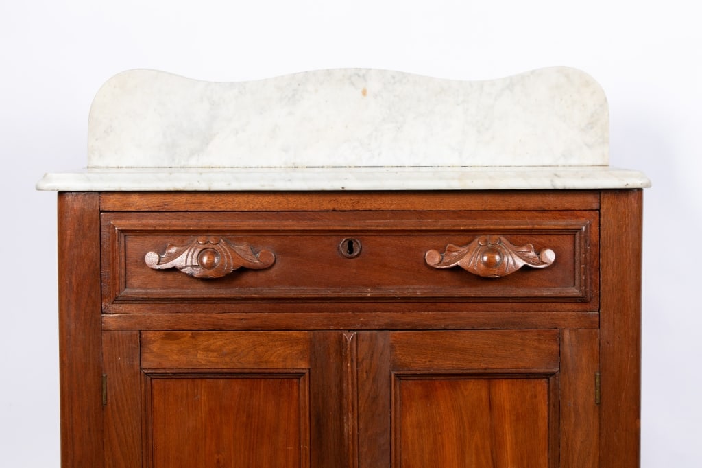 VICTORIAN MARBLE TOP WALNUT WASHSTAND - 3