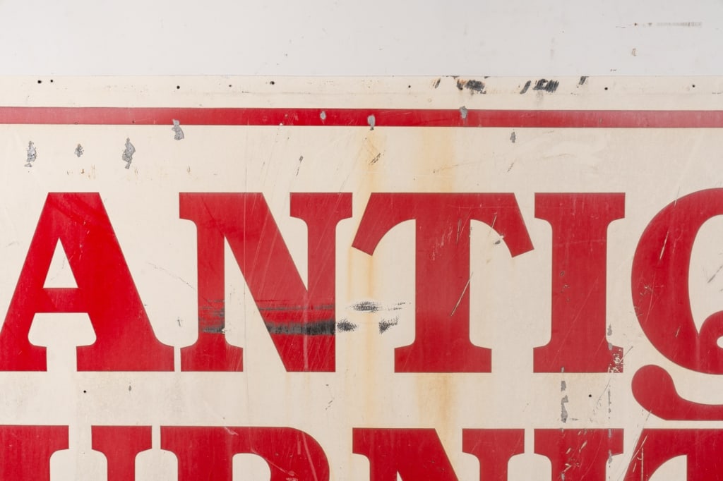 ANTIQUE FURNITURE METAL ADVERTISING SIGN - 2