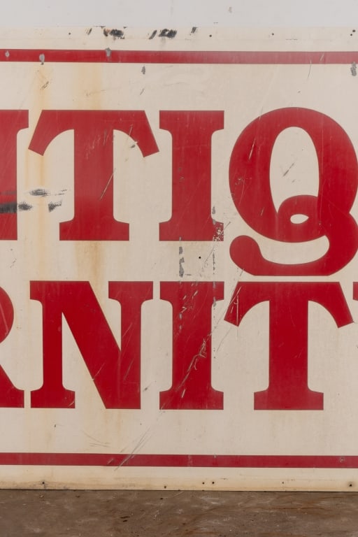 ANTIQUE FURNITURE METAL ADVERTISING SIGN - 4