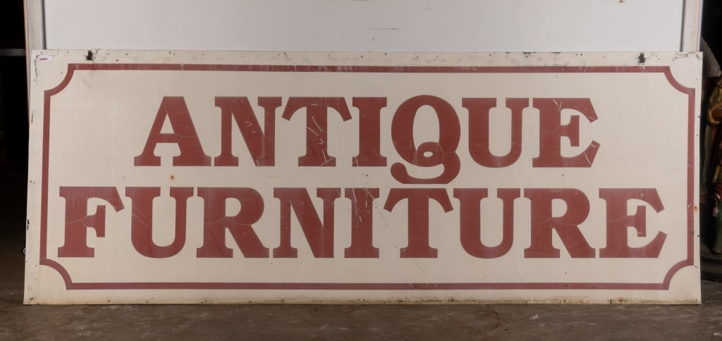 ANTIQUE FURNITURE METAL ADVERTISING SIGN - 5