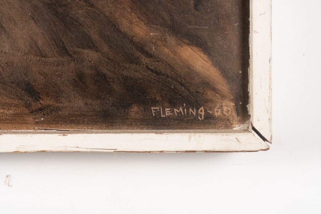 PORTRAIT OF A MAN, SIGNED FLEMING, OIL ON BOARD - 3