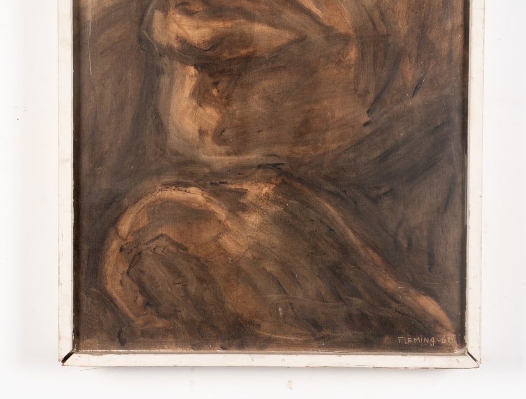 PORTRAIT OF A MAN, SIGNED FLEMING, OIL ON BOARD - 6