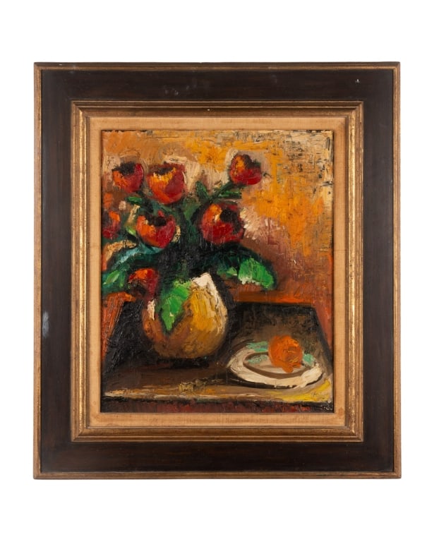 CORNET, STILL LIFE, OIL ON CANVAS: Untitled - oil on canvas, signed "Cornet" to verso. Framed. Approximate dimensions: h. 35", w. 31", d. 2.5" Disclaimer: Participating bidders must have a credit card on file with LiveAuctioneers in