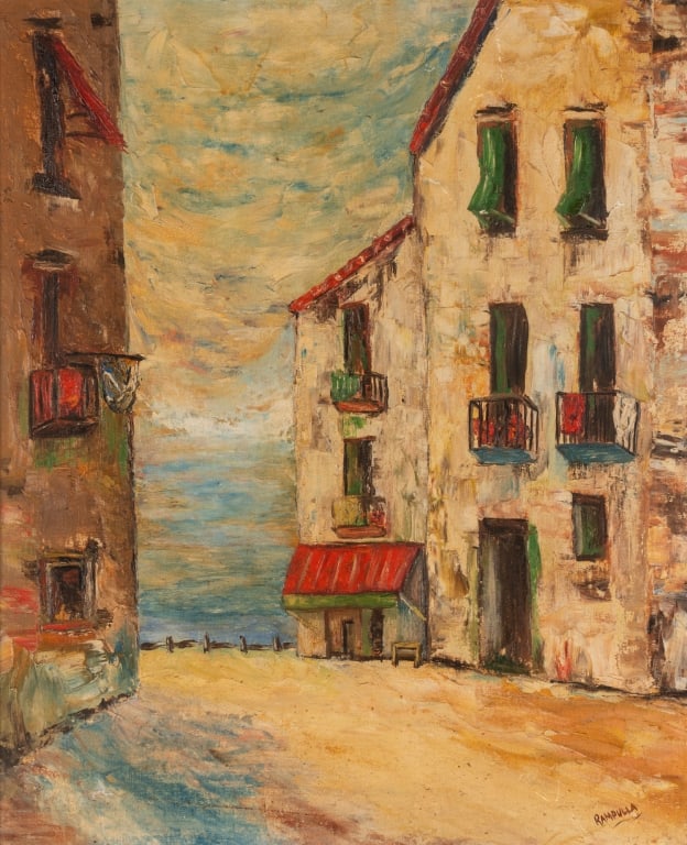 RAMPULLA, CITYSCAPE, OIL ON BOARD - 4