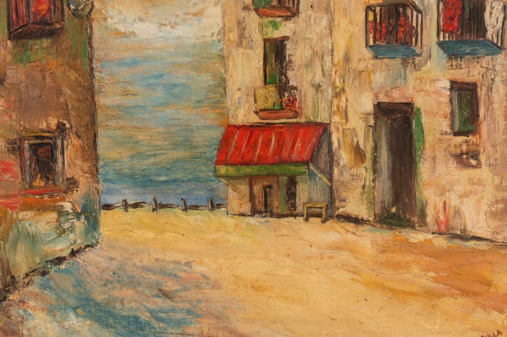 RAMPULLA, CITYSCAPE, OIL ON BOARD - 6