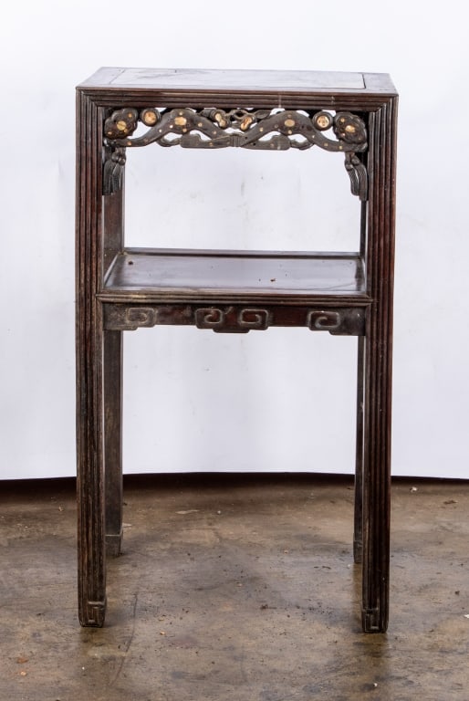 CHINESE EXPORT MARBLE TOP SIDE TABLE - 2