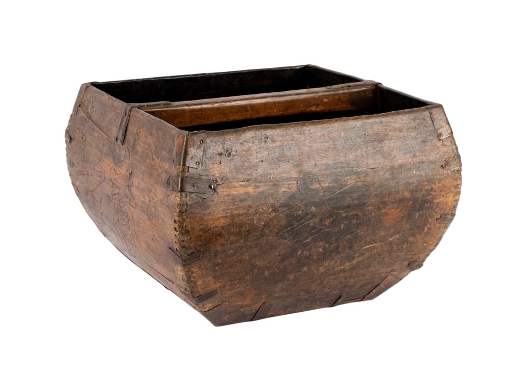 ANTIQUE CHINESE RICE MEASURE: Antique Chinese rice measure. Approximate dimensions: h. 10.5", w. 15", d. 15" Disclaimer: Participating bidders must have a credit card on file with LiveAuctioneers in order for their bidding