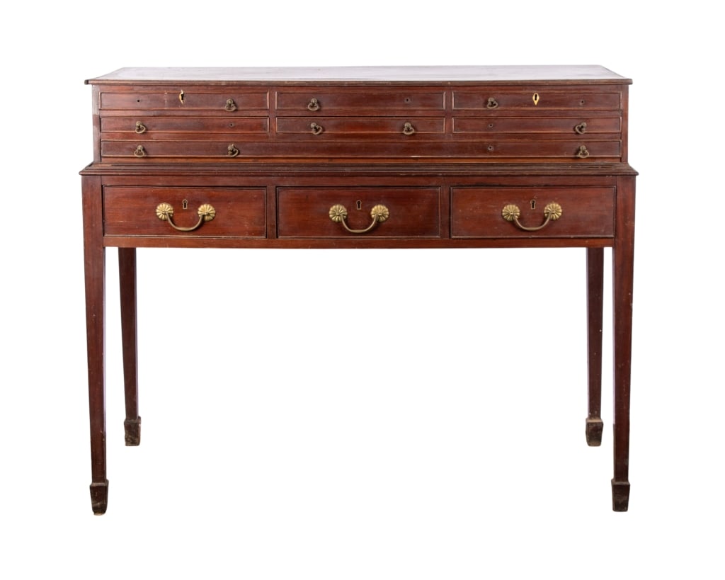 EARLY 20TH C. AMERICAN SIDEBOARD: American, ealry 20th century. Sideboard with brass pulls. Approximate dimensions: h. 36", w. 43", d. 20" Disclaimer: Participating bidders must have a credit card on file with LiveAuctioneers in