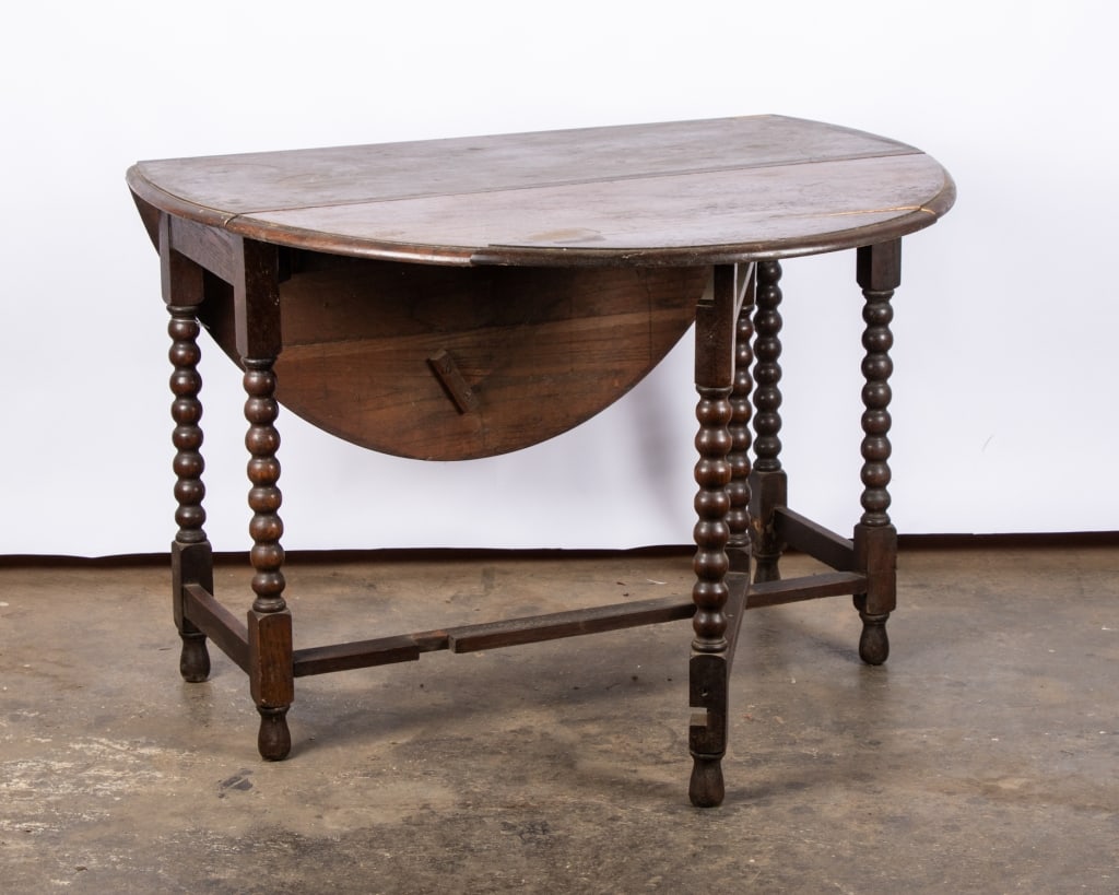 ENGLISH OAK BARLEY TWIST DROP LEAF TABLE - 3