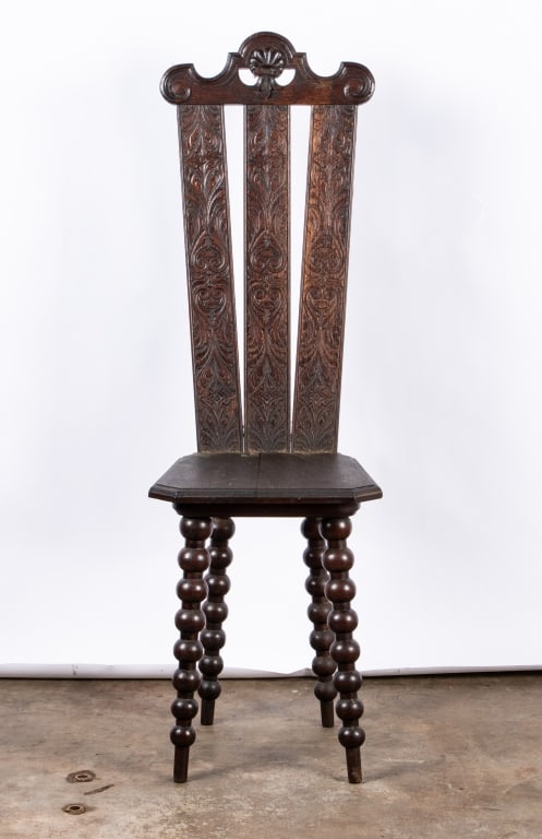 SPANISH COLONIAL STYLE CARVED SIDE CHAIR - 2