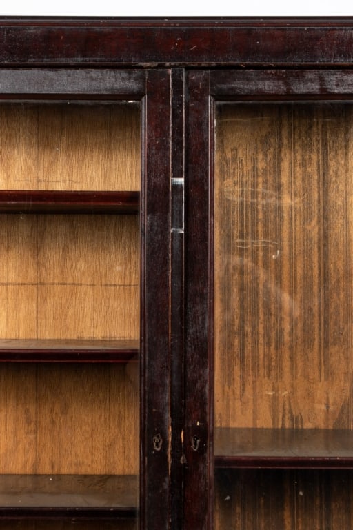 VINTAGE DARK WOOD BREAKFRONT CABINET - 2