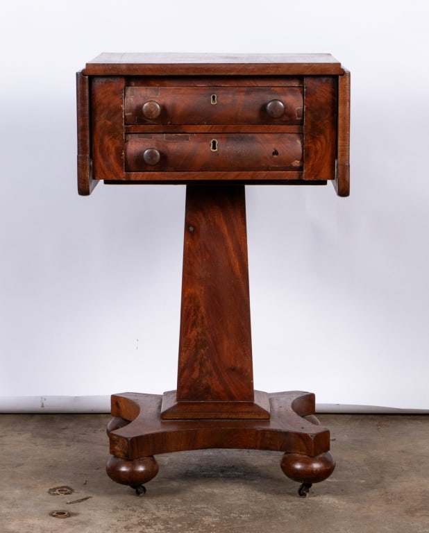 EMPIRE STYLE MAHOGANY DROP LEAF SIDE TABLE - 4