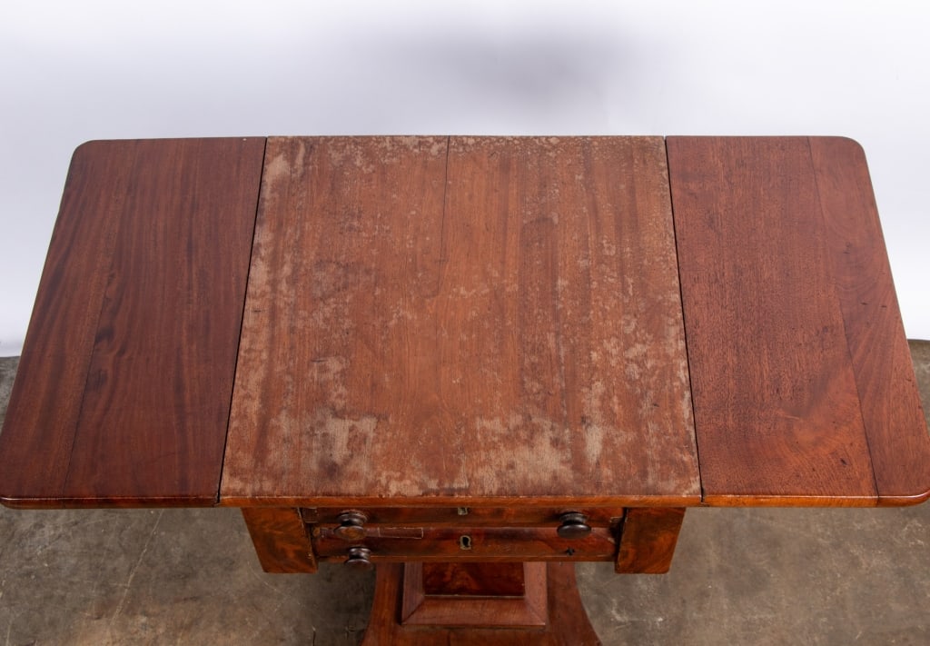 EMPIRE STYLE MAHOGANY DROP LEAF SIDE TABLE - 6
