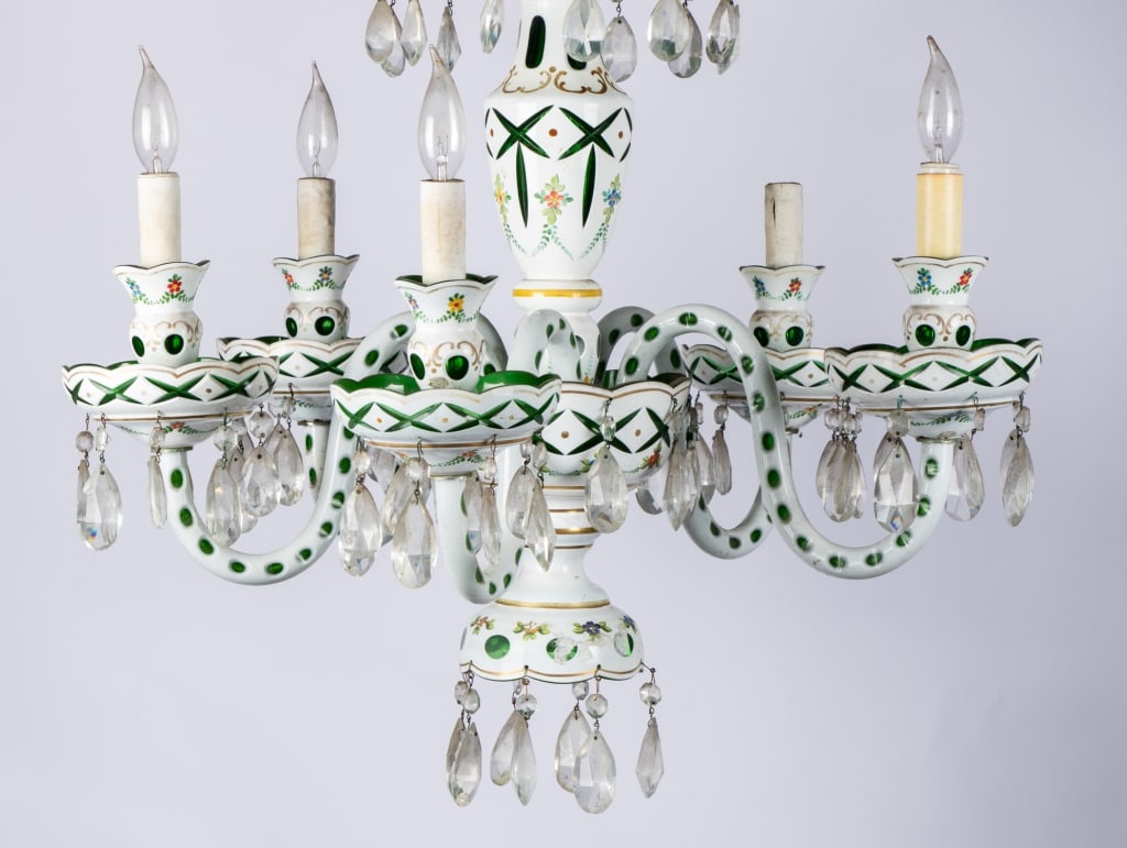 20TH CENTURY BOHEMIAN STYLE FLORAL MOTIF CHANDELIE - 2