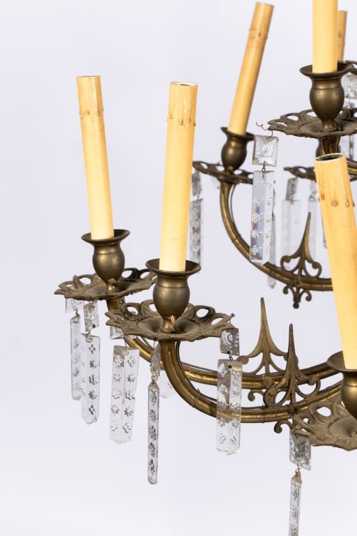 18-LIGHT BRASS & CRYSTAL CHANDELIER - 6