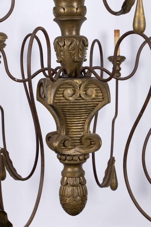 CONTEMPORARY ITALIAN STYLE IRON & WOOD CHANDELIER - 3