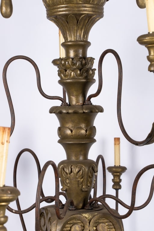 CONTEMPORARY ITALIAN STYLE IRON & WOOD CHANDELIER - 4