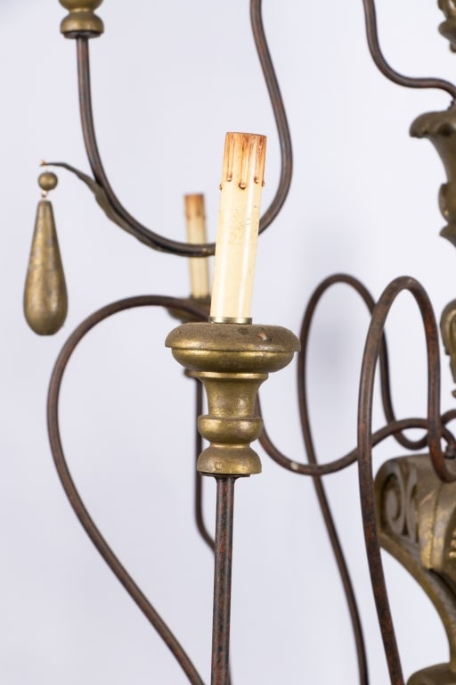 CONTEMPORARY ITALIAN STYLE IRON & WOOD CHANDELIER - 6