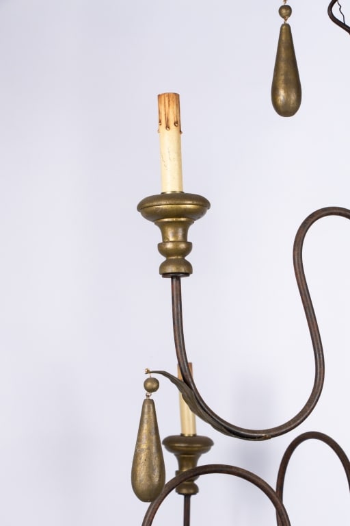 CONTEMPORARY ITALIAN STYLE IRON & WOOD CHANDELIER - 7