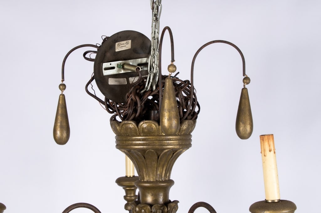CONTEMPORARY ITALIAN STYLE IRON & WOOD CHANDELIER - 8