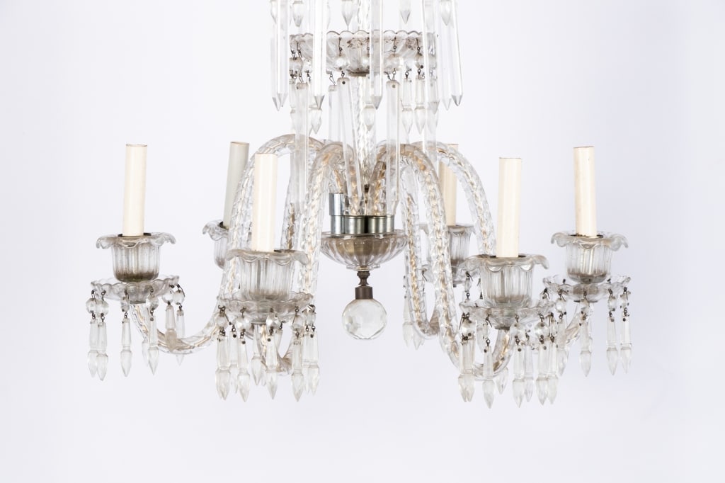 20TH CENTURY GEORGE III STYLE CUT GLASS CHANDELIER - 2
